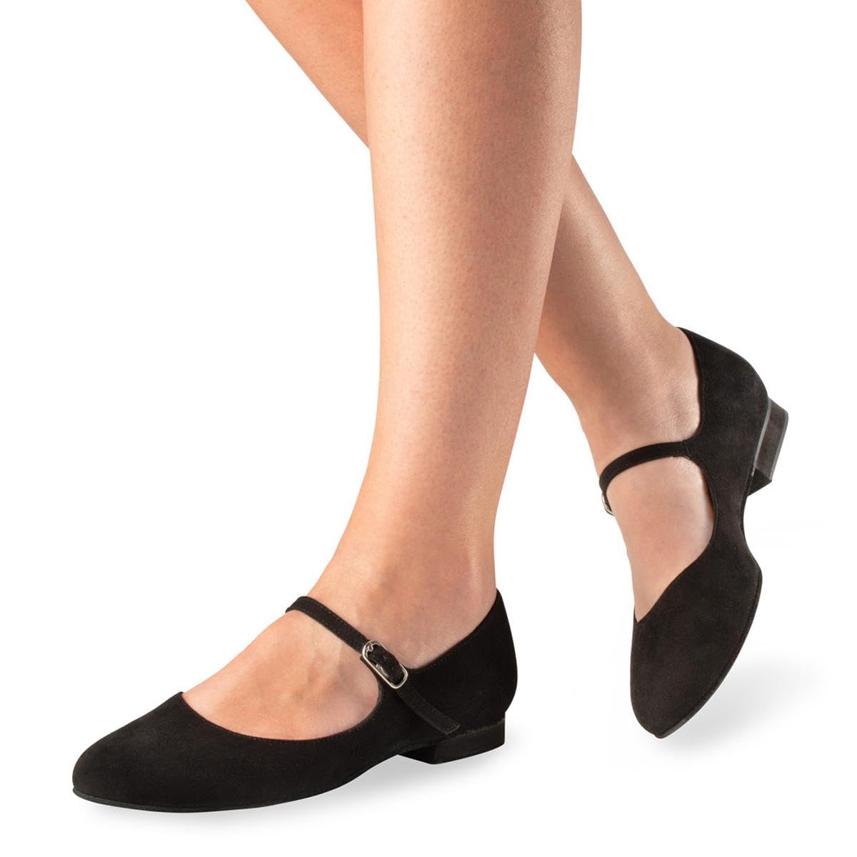Werner Kern Damen Tanzschuhe Vega - Veloursleder Schwarz - Normalweite - 1,5 cm Micro-Heel Absatz - Rauledersohle - Made in Italy