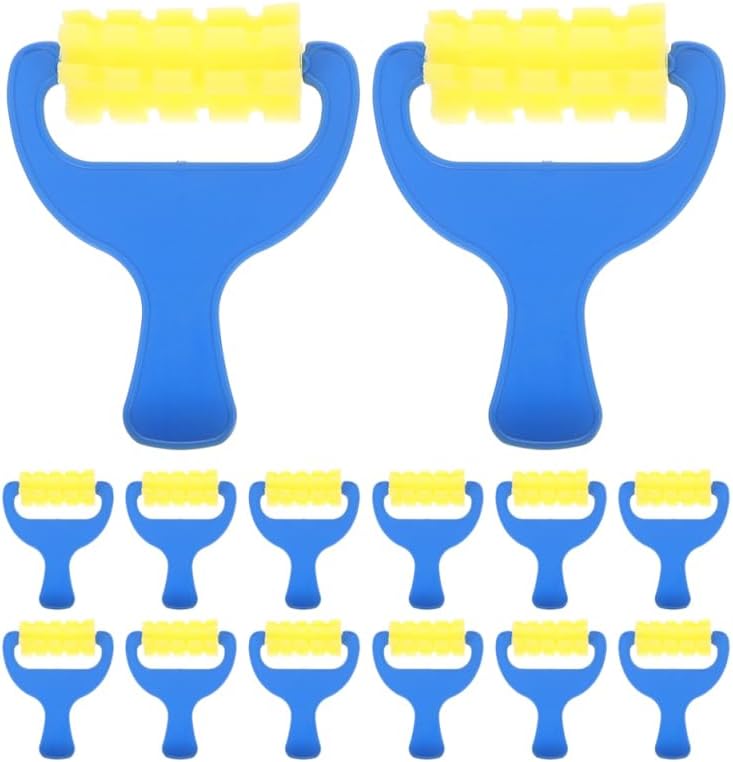 TOYANDONA 16pcs Sponge Paint Roller Set Kids Art | Sponge + Plastic Build, Easy to Clean and Reusable, 16 Foam Paint Rollers for Kids Art Projects