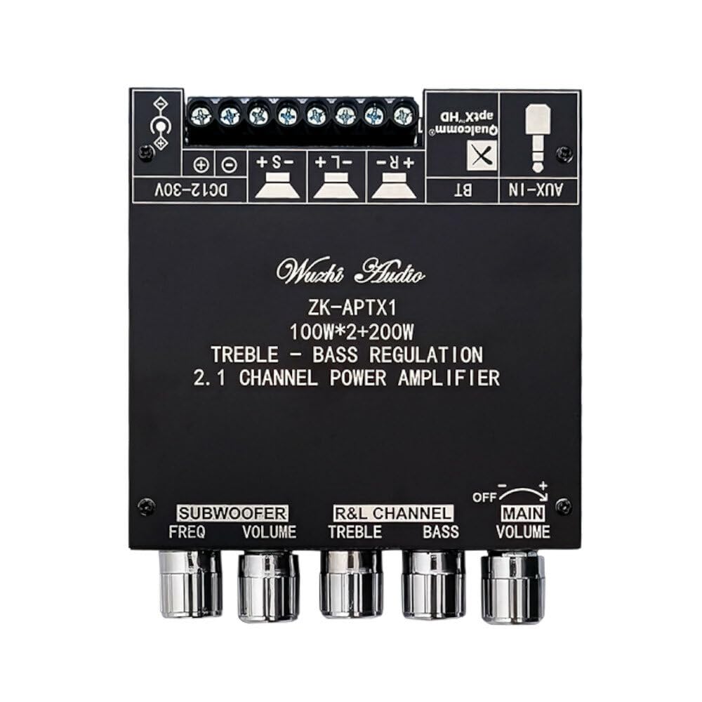 VIDOO ZK-APTX1 2.1-Kanałowa Płyta Wzmacniacza Bluetooth 100Wx2+200W Subwoofer Kinowy HiFi Stereo Equalizer Power Amp-z Obudową