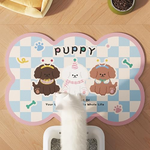 ペットマット 可愛い柄 トイレ下敷きマット フローリングカーペット PVC革 拭ける 撥水 抗菌 汚れ防止 滑らない 犬 猫用 フロアマット 床暖房対応 齢犬 老犬 老猫 フェンス・サークル・ケージ用 30*40cm