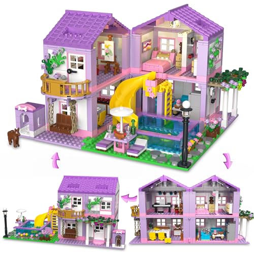 Purple Girls Summer Villa Friends Building Set Compatible with Lego 3 in 1 Friends Construction Educational Toy for Kids Age 8-12 and Up 1081 PCS