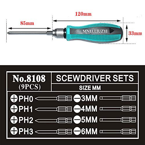 9 in 1 Precision Screwdriver Bit Set Handle Multi-function Screw Driver Magnetic Multi-use Slotted Phillips Hand Tools No.8108