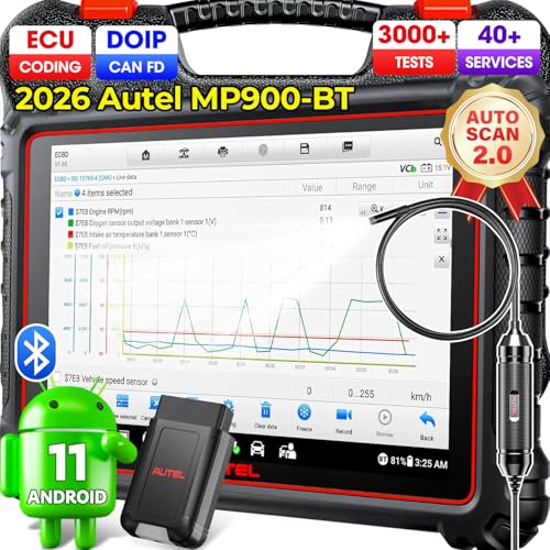 Autel MaxiPRO MP900-BT Scanner w/ $60 MV108S | 2026 MP900BT Up of MP900Z-BT MP900 MP808BT PRO w/DoIP CAN FD, ECU C0ding, 40+ Service, 3K+ Test, OS11, FCA SGW, Alternative to MS906 PRO MS906 MAX MK908