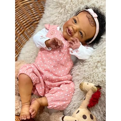 Anano Muñeca Reborn Bebé Negra 20 Pulgadas Silicona miniatura 1