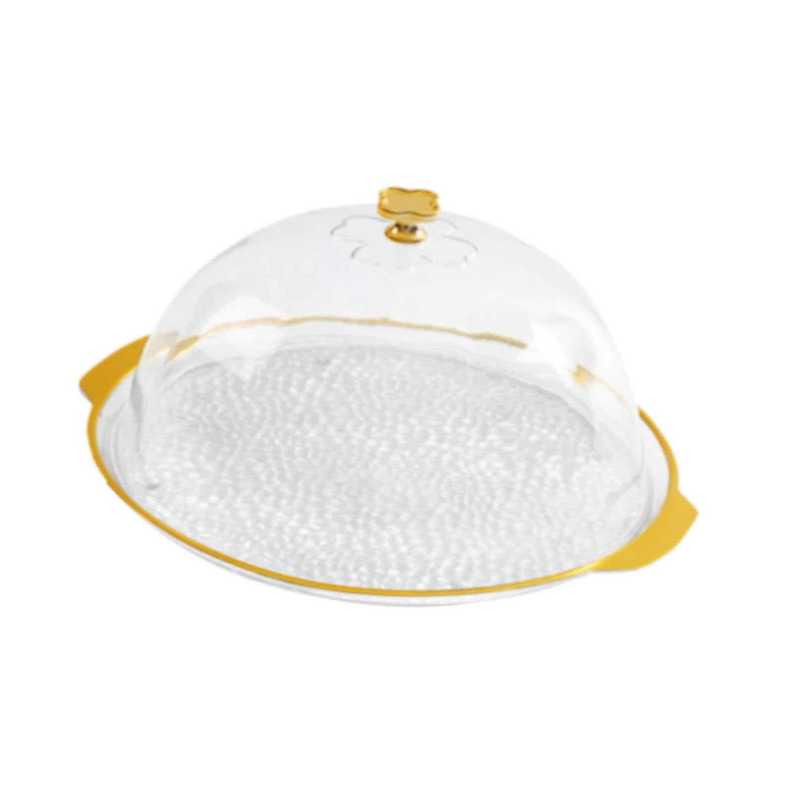 QIXCXAZ Sturdy Dessert Serving Plate With Lid Lightweight Excellent For Displaying And Serving Favorite Treats Cake Plate With Dome Cake Display Stand Lid, Clear, L