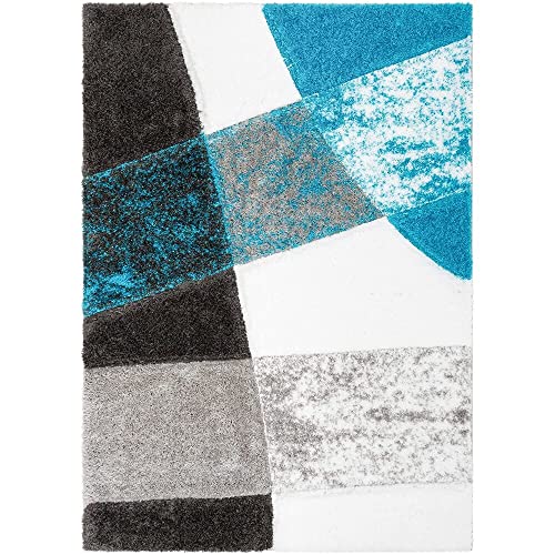 Image of F & B RUGS ; SUPERIOR QUALITY PRODUCTS Firoz and Brothers Handwoven Super Soft Indoor Modern Shag Microfiber USA Exported Carpet with 2. inchInch Thickness Silky Fluffy Smooth 10x12 feet Blue Grey