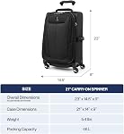 Travelpro Maxlite 5 Softside Expandable Luggage with 4 Spinner Wheels, Lightweight Suitcase, Men and Women, Black, Carry-on 21-Inch, Maxlite 5 Softside Expandable Spinner Wheel Luggage