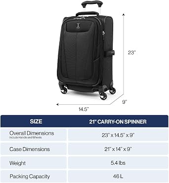 Travelpro Maxlite 5 Expandable Hand Luggage with 4 Wheels, Soft Under Seat Bag, Lightweight Suitcase, Soft Outer for Men and Women, 2 Piece Set