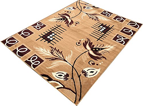 Image of Acrylic Modern Design Rectangular Carpet for Your Home with Super Quality (5X7 Ft, Beige)