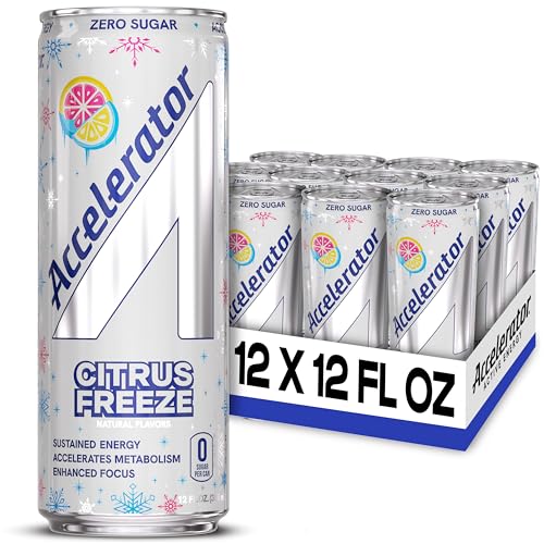 Image of Accelerator Active Energy Drink, Citrus Freeze 12oz can (12 pack) | Zero Sugar, Sustained Energy from 100% Natural Caffeine (200mg from Green Coffee Bean & Green Tea extract)