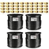 PremiumX 400m 4x 100m BASIC Koaxialkabel schwarz 135dB 4-fach SAT Antennenkabel Koax-Kabel RG6 Digital 40x F-Stecker 0,27 EUR/m