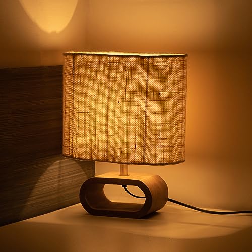 Image of Exclusivelane 'Stacked Geometry' Decorative Wooden Table Lamps for Home Decoration Table Lamp for Bedroom Bedside Lamp for Living Room (12.6 Inches, Mango Wood, Without Bulb) - Incandescent