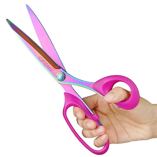 Fabric Scissors Stainless Steel Multi-Purpose shearswith Professional Titanium Coating forfor cutting clothes Leather Sewing Home and Office (8inch)