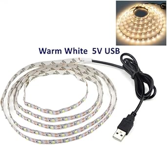 DC 5V USB LED Strips 2835 5M 16.4FT Warm White Tira LED Strip Light TV Background Lighting Tape Home Decor Lamp