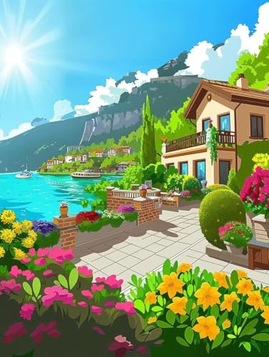 Diamond Painting Fleur 40x50 cm Kit Complet Broderie Diamant Carré Paysage