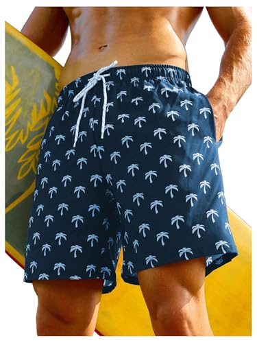 SweatyRocks Men's Swim Trunks with Compression Liner Quick Dry Swim Shorts 5 inch