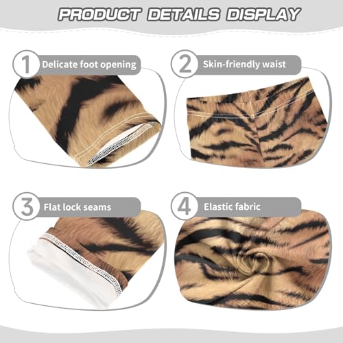 Girls' Leggings Tiger Stripe Feather Ankle Length Printed Leggings Comfort Pants for Kids 4-10 Years4