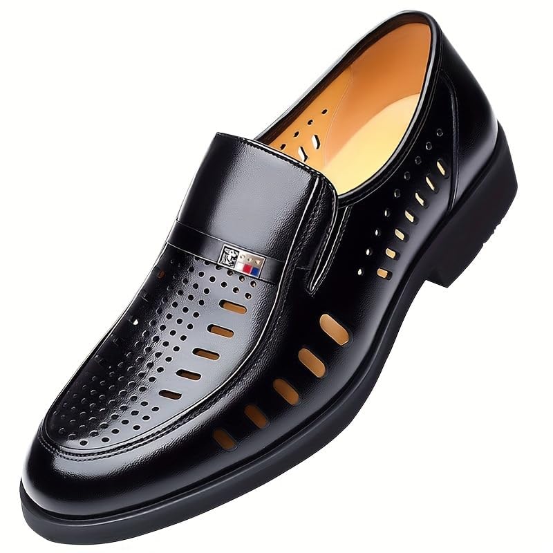 Men's Hollow Out Slip-On Formal Shoes, Wear-Resistant Non-Slip Shoes for Business4
