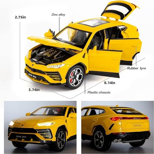 Image of Compatible For 1:24 Lamborghini Urus Car Model, Diecast Pull Back Car Toy Car, Doors Open, Light And Sound, Boys Toys Kids Adults Gifts(Design-39), Black