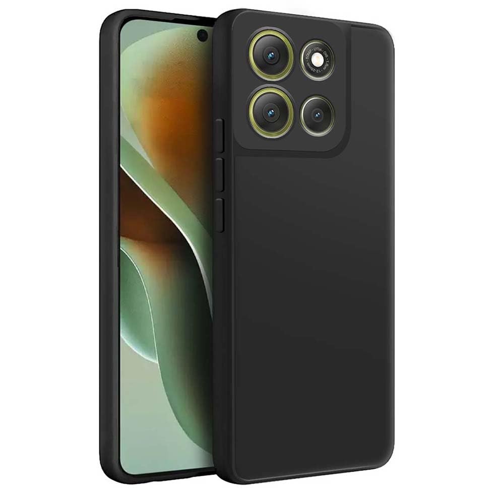 Image of Fashionury Liquid Silicon Back Cover for Motorola G86 Power 5G | Camera Protection | Inner Velvet Fabric | Anti-Fingerprint | Ultra Slim Case (Black)