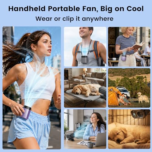 YQLKYMLO Portable Rechargeable Waist Fan Bladeless, 24H Max Cooling, 100-Speed 20000RPM Turbo Cooling Battery Personal Fan, Hands-Free Shirt/Belt/Neck Fan for Work Outdoor Travel, Purple - image 7
