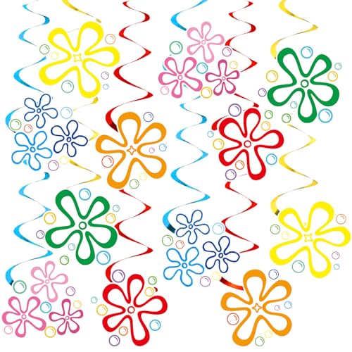 Flower Bubble Decorations Hanging Swirls Under The Sea Birthday Party Decorations for Yellow Cartoon Hanging Swirls Party Supplies