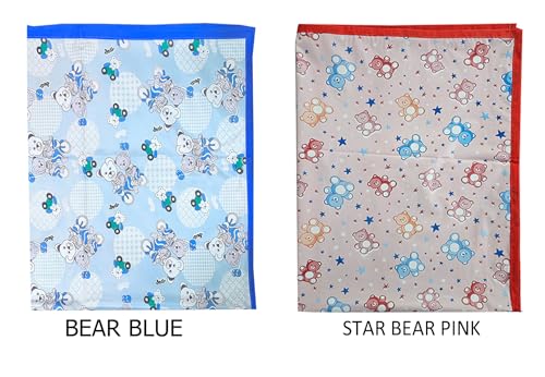 Image of EcoSoft Plastic Sheet,PVC Sheet for Kids,Rubber Sheet for Babies,Bed Wetting Protector(90 x 135 cm) (Blue Bear & Pink STARBEAR)