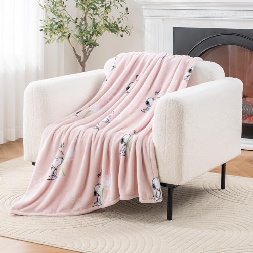 Image of Berkshire Blanket Peanuts VelvetLoft Cute Character Snoopy Plush Throw Blanket,Peanuts Snoopy Make A Wish Spring Pink,Throw 55 in x 70 in (Official Peanuts Product)