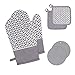 Gant Four et Maniques Cuisine Lot de 6 Gants de Cuisine en Coton épais et résistant à la Chaleur et Sets de Table en Silicone Gants de Cuisine Mitaines de Cuisine by Amyzavls [Grise]