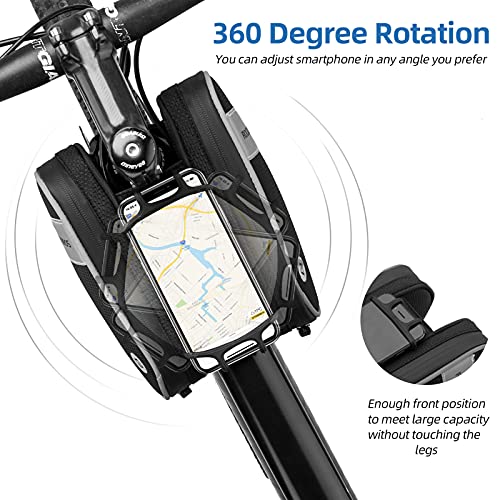 ROCKBROS Bike Front Frame/Handlebar Phone Mount Bag Top Tube Bike/Bicycle Bag Waterproof Cycling Accessories Bike Pouch with 360° Rotation Phone Holder Fit Smartphone Below 6.7'' - Image 4