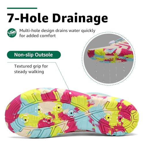 Image of SAGUARO Water Shoes for Women - Barefoot Quick-Dry Aqua Sock, Lightweight, Breathable for Swimming, Beach and Outdoor Activities Size 5.5-10.5