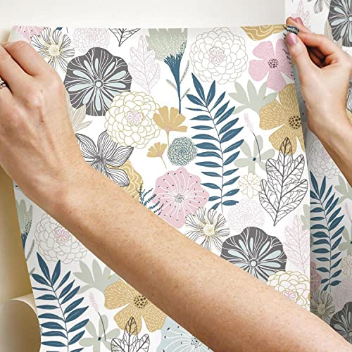 Roommates Rmk11328Wp Pink Perennial Blooms Peel And Stick Wallpaper #TOP6