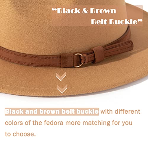 Image of Lisianthus Men & Women Vintage Wide Brim Fedora Hat | Classic Belt Buckle Decor, Adjustable Drawstring, Inner Breathable Sweatband, Timeless Style, Ideal for Travel & Daily