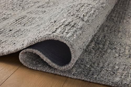 Image of Loloi Magnolia Home by Joanna Gaines Jones Slate 9'-3 inch x 13' Area Rug | Magnolia Home by Joanna Gaines JON-04 Approx. 9x13 Grey Living room Dining room Bedroom, Plush, Organic, Low-Pile, Area Rug