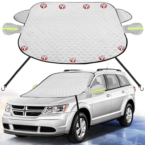 Image of 5-Layer Car Windshield Cover for Ice and Snow, 62x50 in Windshield Ice Snow Cover with 9 Hidden Magnets, Large Windshield Cover Fits for Almost All SUV, Truck, Sedan, Van