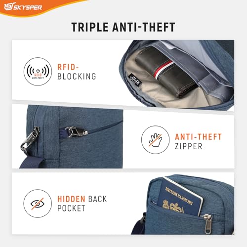 SKYSPER Small Anti Theft Crossbody Bag for Men Women RFID MIni Sling Bag Travel Purse Small Shoulder Bag for Hiking Business2