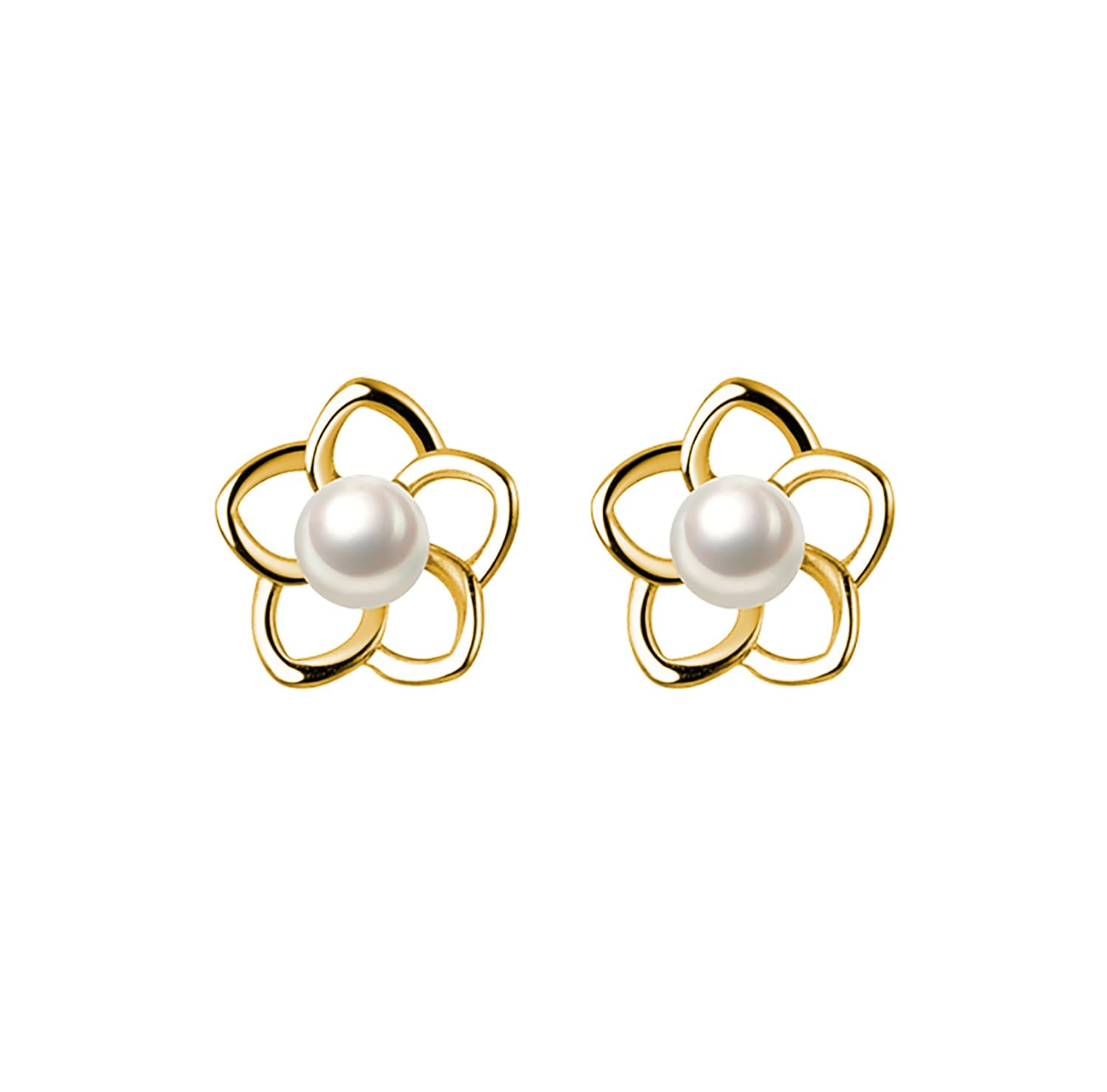 Reffeer Pendientes de tuerca de plata de ley 925 maciza, con perlas pequeñas, para mujeres, niñas, aretes únicos con flores pequeñas