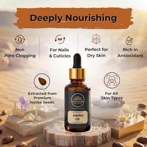 Image of Cold Pressed Jojoba Oil Lightweight Nourishing Moisturizing Formula For All Skin Types, Natural Lip Balm, Makeup Remover, Cuticles (30 ML)