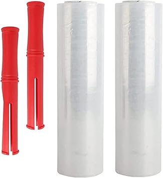 Stretch Film, 10 Inch x 1000 Feet Shrink Wrap for Pallet Wrap, Industrial Strength Stretch Wrap with Handles, Moving Shipping Wrapping Plastic Roll, 80 Gauge20 Micron, Clear 2 Pack, inches