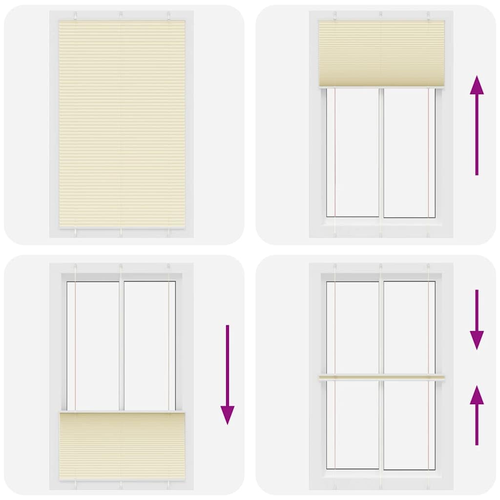Store plissé crème 120x200cm, 100% Polyester, blickdicht für Privatsphäre, Elegantes Fensterrollo Ohne Bohren, Sichtschutz und Sonnenschutz für Wohnzimmer Schlafzimmer Klemmträger und Montagezubehör