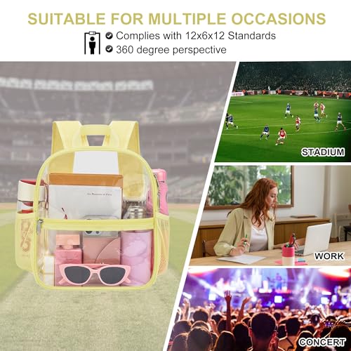 Image of Oraben Clear Backpack Stadium Approved, 12 x 6 x 11 in, Small Transparent Backpack for Concerts, Sports Events, Festivals, Travel, Waterproof PVC, Adjustable Straps, Women Men