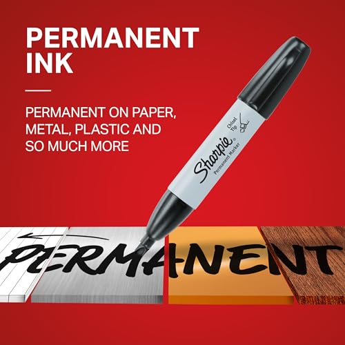 Image of Sharpie Permanent Markers, Chisel Tip, Red, 12 Count