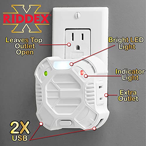 Riddex X Plus Insect Repellent - Plug in, Mouse Deterrent - Pest Reject for Defense Against Rats, Mice, Roaches, Bugs and Insects - Control Pests with No Toxins