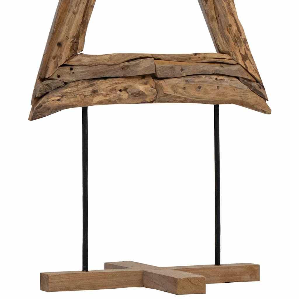 Árbol de Navidad de madera maciza de teca, 90 cm, color marrón