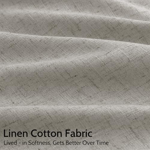 Image of Silver Grey Linen Curtains 120 Inch Extra Long for Living Room Back Tab Light Filtering Semi Sheer Drapes Modern Farmhouse Boho Textured Curtain for Floor to Ceiling High Window 52x120,2 Panels
