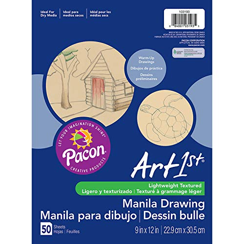 Pacon PAC103193 Art1st Drawing Paper 9 x 12 Manila 50 Sheets