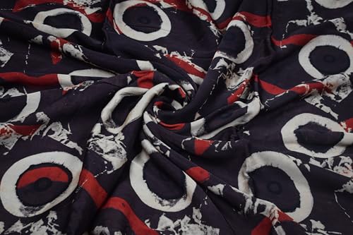 Image of Ethnics of Kutch Womens's Ajrakh Modal Silk Natural Dye Hand Block Print Unstitched Kurta Fabric