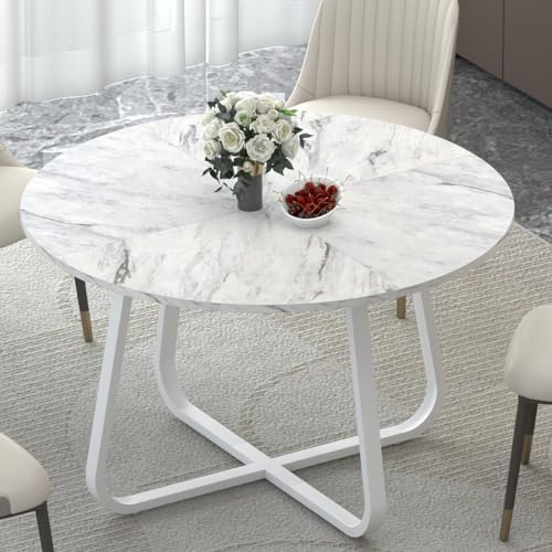 Amazon.com - 40'' Modern Faux Marble Dining Table, Large Round Kitchen ...