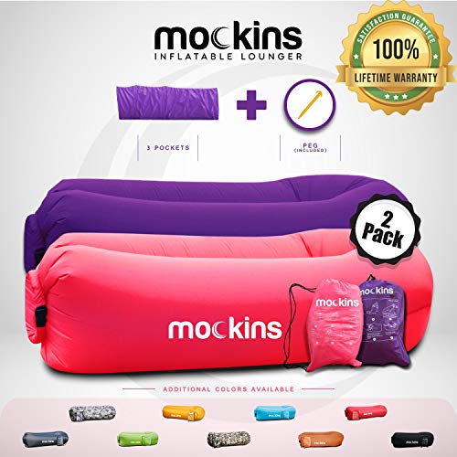 Mockins 2 Pack Pink & Purple Inflatable Lounger Air Sofa Perfect for Beach
