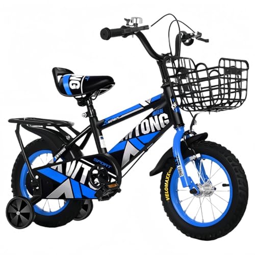 Danussiキッズ 子供 キッズ 子供用自転車 12、14、16、18、20 、2-14歳、補助輪、補助輪、フェンダー付き、高炭素鋼素材、調節可能なシート、男女兼用 12in ブルー (ブルー,14インチ)